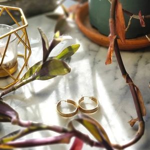 14k Solid Gold Vintage 1980s Hoop Earrings